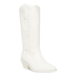 MADDEN GIRL Womens White Tonal Pull Tabs Redford Block Heel Western Boot 9.5 M